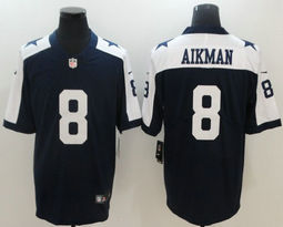 Nike Dallas Cowboys #8 Troy Aikman Blue Thanksgiving Vapor Untouchable Authentic stitched NFL jersey
