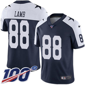 Nike Dallas Cowboys #88 CeeDee Lamb 100th Season Blue Thanksgiving Vapor Untouchable Authentic Stitched NFL Jersey
