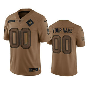 Nike Dallas Cowboys Custom 2023 Brown Salute To Service Authentic Stitched NFL Jersey