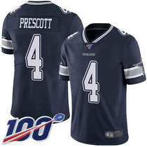 Nike Dallas cowboys #4 Dak Prescott 100th Season Blue Vapor Untouchable Authentic Stitched NFL jersey