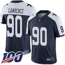 Nike Dallas cowboys #90 Demarcus Lawrence 100th Season Blue Thanksgiving Vapor Untouchable Authentic Stitched NFL jersey