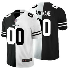 Nike Detroit Lions Customized Black and White Authentic Stitched NFL Jersey
