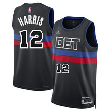 Nike Detroit Pistons #12 Tobias Harris Black 2024 Statement Stitched NBA Jersey