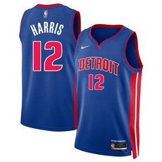 Nike Detroit Pistons #12 Tobias Harris Blue 2024 Icon Edition Stitched Jersey