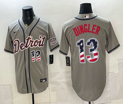 Nike Detroit Tigers #13 Dillon Dingler Gray 250 Fourth Of July Stadium Jersey