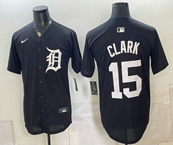Nike Detroit Tigers #15 Max Clark Black Cool Base Stitched Baseball Jersey