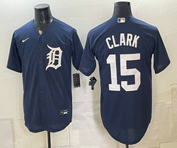 Nike Detroit Tigers #15 Max Clark Blue Cool Base Stitched Baseball Jersey