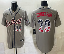 Nike Detroit Tigers #20 Spencer Torkelson Gray 250 Fourth Of July Stadium no name Jersey