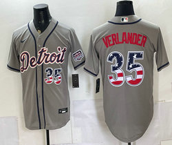 Nike Detroit Tigers #35 Justin Verlander Gray 250 Fourth Of July Stadium Jersey