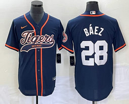 Nike Detroit Tigers #28 Javier Baez Blue Joint Stitched MLB Jersey