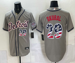 Nike Detroit Tigers #29 Tarik Skubal Gray 250 Fourth Of July Stadium Jersey