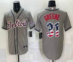 Nike Detroit Tigers #31 Riley Greene Gray 250 Fourth Of July Stadium Jersey