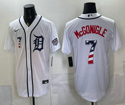 Nike Detroit Tigers #7 Kevin McGonigle White 250 Fourth Of July Stadium Jersey