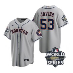 Nike Houston Astros #53 Cristian Javier 2022 World Series Gray Game Authentic Stitched MLB Jersey