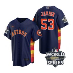 Nike Houston Astros #53 Cristian Javier 2022 World Series Navy Game Authentic Stitched MLB Jersey