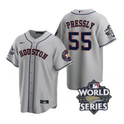 Nike Houston Astros #55 Ryan Pressly 2022 World Series Gray Game Authentic Stitched MLB Jersey
