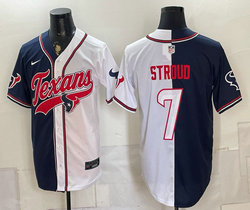 Nike Houston Texans #7 C.J. Stroud White Navy Stitched Baseball Jersey