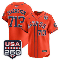 Nike Houston Astros #713 SCREWSTON Orange With 250 America Patch Jersey