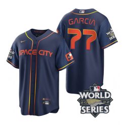 Nike Houston Astros #77 Luis Garcia 2022 World Series Navy City Game Authentic Stitched MLB Jersey