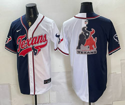 Nike Houston Texans Blank White Navy Texans Logo behind Stitched Baseball Jersey
