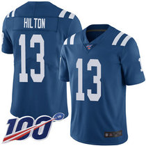 Nike Indianapolis Colts #13 T.Y. Hilton With NFL 100th Season Patch Blue Vapor Untouchable Authentic Stitched NFL Jersey