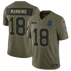Nike Indianapolis Colts #18 Peyton Manning Olive 2025 Salute To Service Stitched Football Jersey