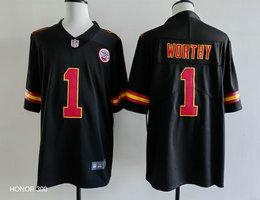 Nike Kansas City Chiefs #1 Xavier Worthy Black Vapor Untouchable Authentic stitched NFL jersey