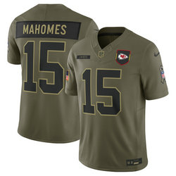 Nike Kansas City Chiefs #15 Patrick Mahomes Olive 2025 Salute To Service Stitched Football Jersey