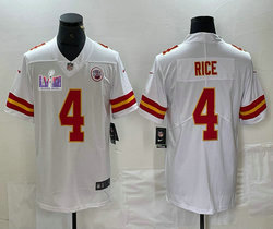 Nike Kansas City Chiefs #4 Rashee Rice White Vapor Untouchable With 2024 Super Bowl (LVIII ) patch Jersey