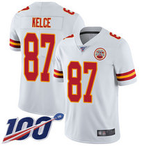 Nike Kansas City Chiefs #87 Travis Kelce With 100th Season Patch White Vapor Untouchable Authentic stitched NFL jersey