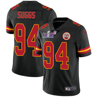Nike Kansas City Chiefs #94 Terrell Suggs Black Vapor Untouchable With 2024 Super Bowl (LVIII ) patch Jersey