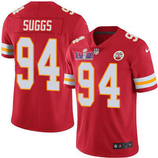 Nike Kansas City Chiefs #94 Terrell Suggs Red Vapor Untouchable With 2024 Super Bowl (LVIII ) patch Jersey