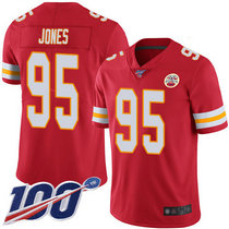 Nike Kansas City Chiefs #95 Chris Jones 100th Season Red Vapor Untouchable Authentic stitched NFL jersey