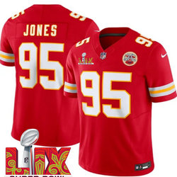 Nike Kansas City Chiefs #95 Chris Jones Red 24-25 Super Bowl LIX Vapor Untouchable Jersey