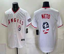 Nike Los Angeles Angels #9 Zach Neto White 250 Fourth Of July Stadium Jersey