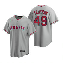 Nike Los Angeles Angels of Anaheim #49 Julio Teheran Gray Game Authentic stitched MLB jersey
