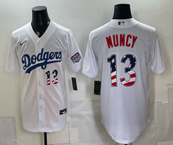 Nike Los Angeles Dodgers #13 Max Muncy White 250 Fourth Of July Stadium Jersey