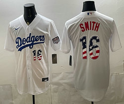 Nike Los Angeles Dodgers #16 Will Smith White 250 Fourth Of July Stadium Jersey