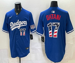 Nike Los Angeles Dodgers #17 Shohei Ohtani Blue 250 Fourth Of July Stadium Jersey