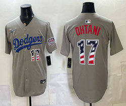 Nike Los Angeles Dodgers #17 Shohei Ohtani Gray 250 Fourth Of July Stadium Jersey