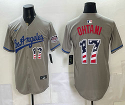 Nike Los Angeles Dodgers #17 Shohei Ohtani Gray Los Angeles 250 Fourth Of July Stadium Jersey