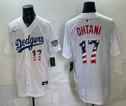 Nike Los Angeles Dodgers #17 Shohei Ohtani White 250 Fourth Of July Stadium Jersey