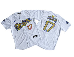 Nike Los Angeles Dodgers #17 Shohei Ohtani White Gold Name Champions Limited MLB Jersey