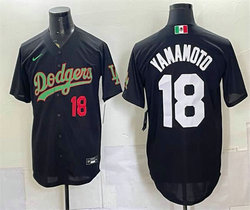 Nike Los Angeles Dodgers #18 Yoshinobu Yamamoto Black Mexico Baseball Jersey