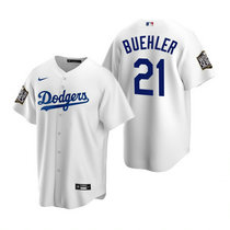 Nike Los Angeles Dodgers #21 Walker Buehler 2020 World Series White Game Authentic Stitched MLB Jersey