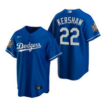 Nike Los Angeles Dodgers #22 Clayton Kershaw Blue 2020 World Series Game Authentic Stitched MLB Jersey