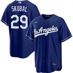 Nike Los Angeles Dodgers #29 Tarik Skubal Blue Los Angeles front Authentic Stitched MLB Jersey