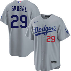Nike Los Angeles Dodgers #29 Tarik Skubal Gray 29 front Authentic Stitched MLB Jersey