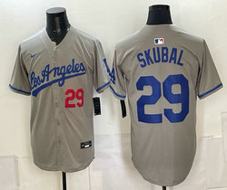 Nike Los Angeles Dodgers #29 Tarik Skubal Gray Los Angeles Authentic Stitched MLB Jersey