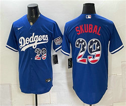 Nike Los Angeles Dodgers #29 Tarik Skubal Royal USA 250 Fourth of July Baseball Jersey